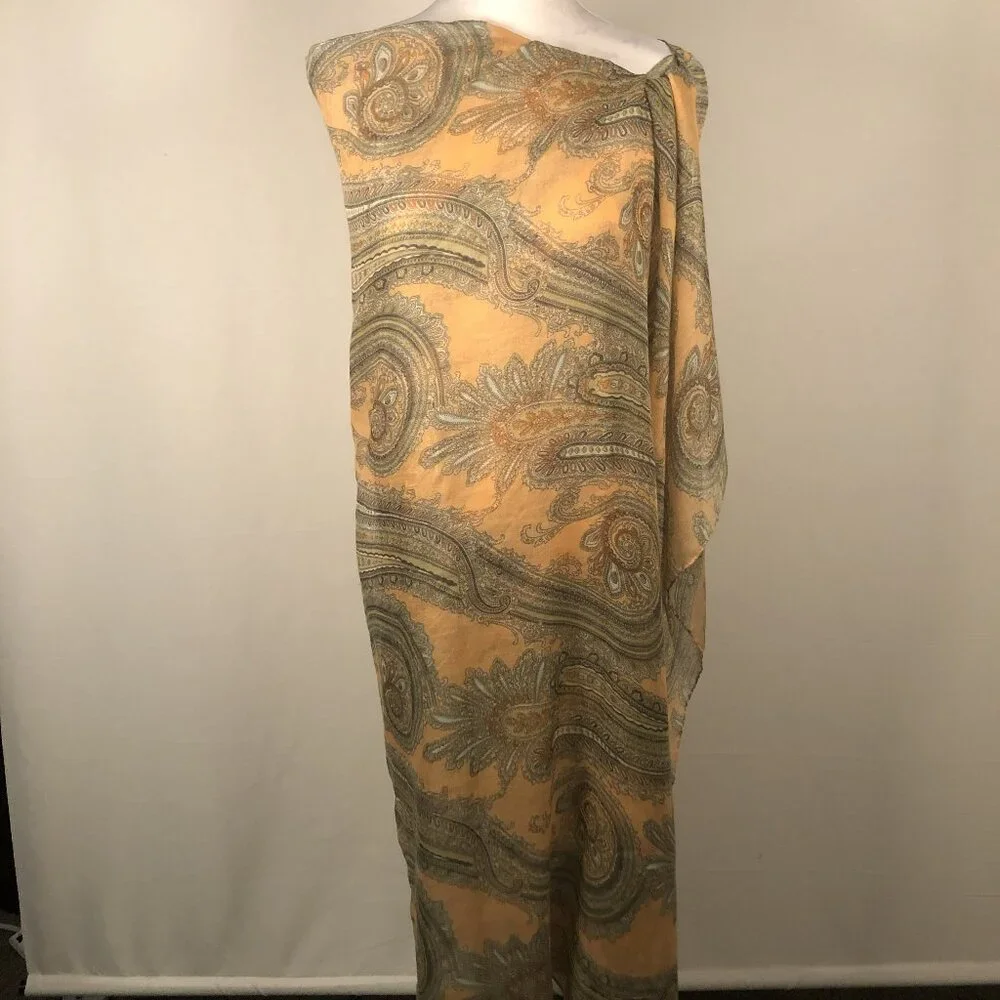 Vintage Boho Paisley Shawl Wrap – Sheer Viscose Resort Scarf